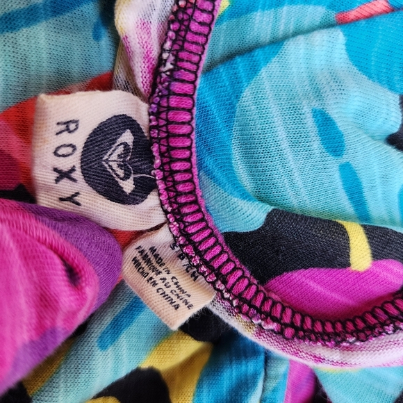 ROXY TROPICAL FLORAL Colorful MERRY VALE ONE SHOULDER Dress Stretch Sz S - Picture 12 of 14
